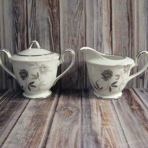 NORITAKE ROSAMOR FOOTED SMALL CREAM & SUGAR SET